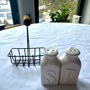 VINTAGE Milk Jug with Crate Salt and Pepper Shakers